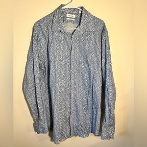 Calvin Klein Blue Floral Steel Slim Fit Long Sleeve Button Down Shirt Men’s XL